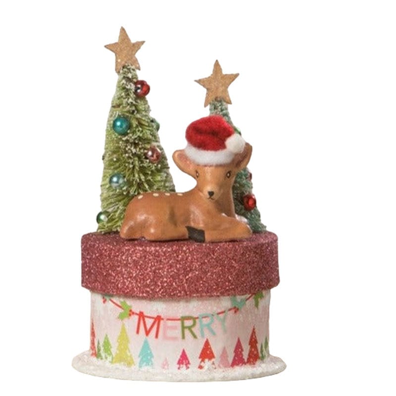 Bethany Lowe Bethany Lowe / Johanna Parker Christmas Merry Brights Deer on Box by Bethany Lowe Designs