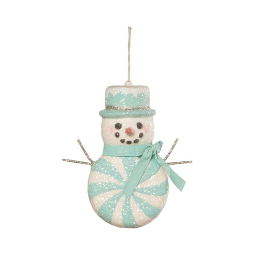 Bethany Lowe Christmas Aqua Peppermint Snowman Ornament by Bethany Lowe Designs