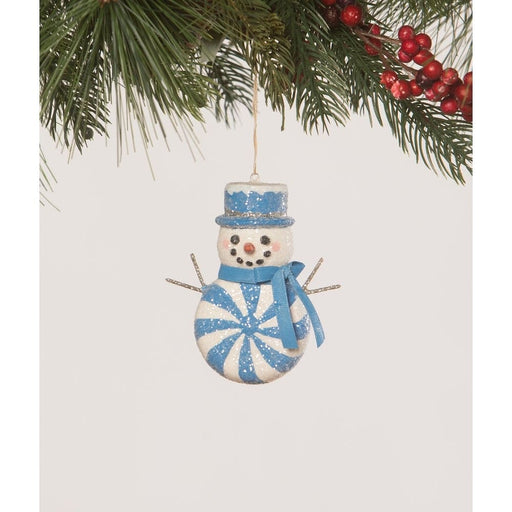 Bethany Lowe Christmas Blue Peppermint Snowman Ornament by Bethany Lowe Designs