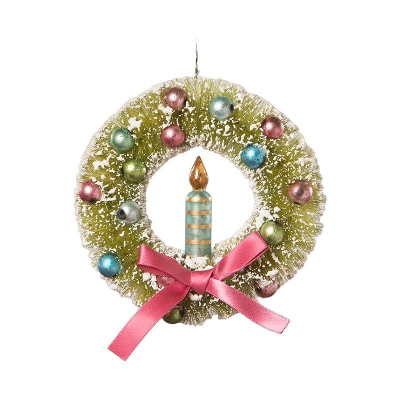Bethany Lowe Christmas Brights Candle in Wreath Ornament by Bethany Lowe Designs
