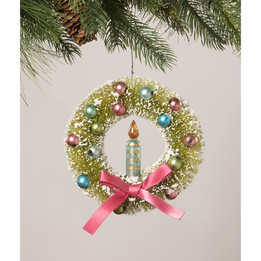 Bethany Lowe Christmas Brights Candle in Wreath Ornament by Bethany Lowe Designs