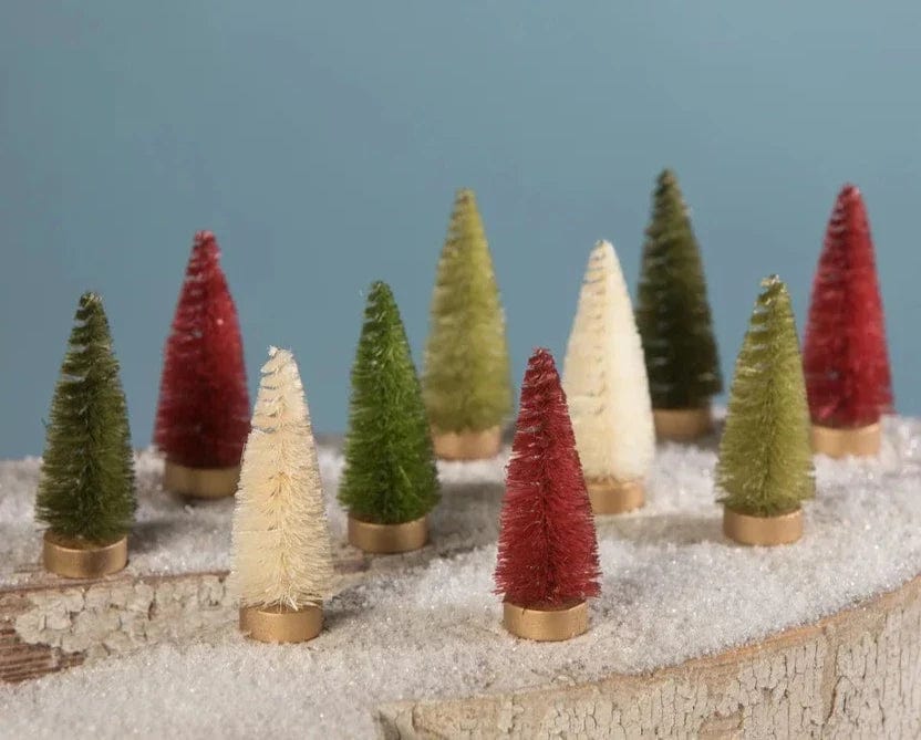 Bethany Lowe Christmas Figurine Traditional Bottle Brush Tree Set of 10 by Bethany Lowe Designs