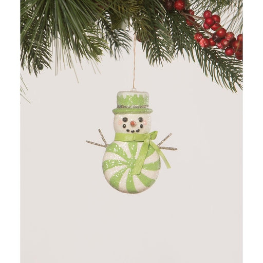 Bethany Lowe Christmas Green Peppermint Snowman Ornament by Bethany Lowe Designs