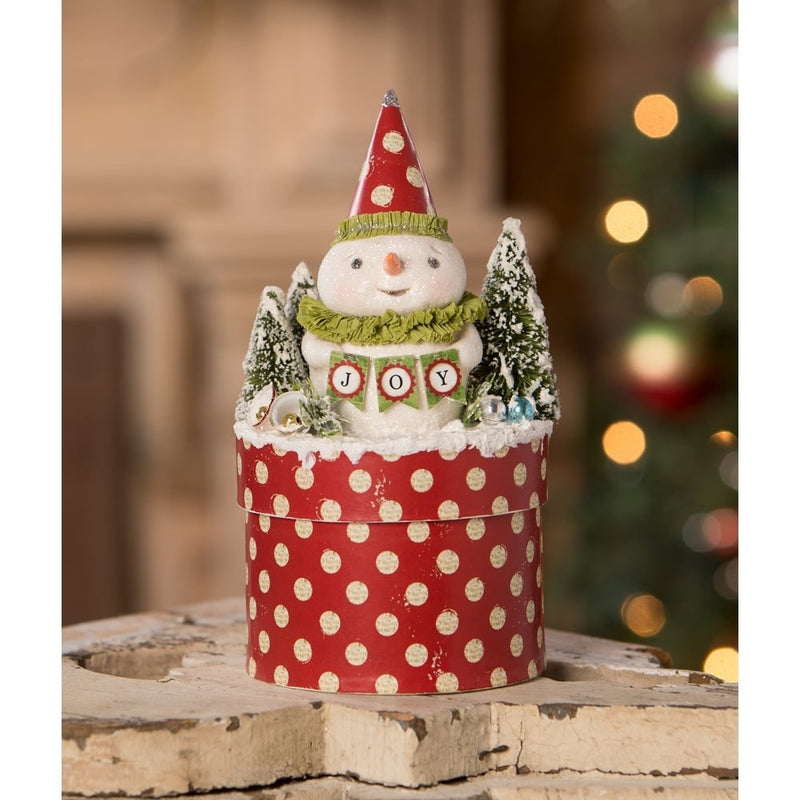Bethany Lowe Christmas Joy Snowman on Box by Bethany Lowe Designs