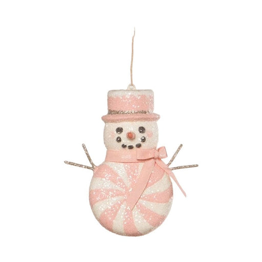 Bethany Lowe Christmas Pink Peppermint Snowman Ornament by Bethany Lowe Designs