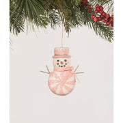 Bethany Lowe Christmas Pink Peppermint Snowman Ornament by Bethany Lowe Designs