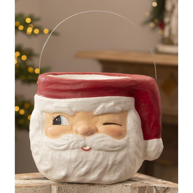 Bethany Lowe Christmas Retro Winking Santa Bucket by Bethany Lowe Designs
