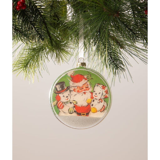 Bethany Lowe Christmas Santa with Snowmen Disk Ornament by Bethany Lowe Designs