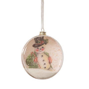 Bethany Lowe Christmas Snowman Glass Disk Ornament by Bethany Lowe Designs