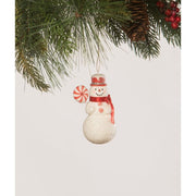 Bethany Lowe Christmas Snowman with Peppermint Ornament by Bethany Lowe Designs