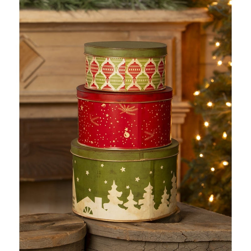Bethany Lowe Christmas Vintage Christmas Tins S3 by Bethany Lowe Designs