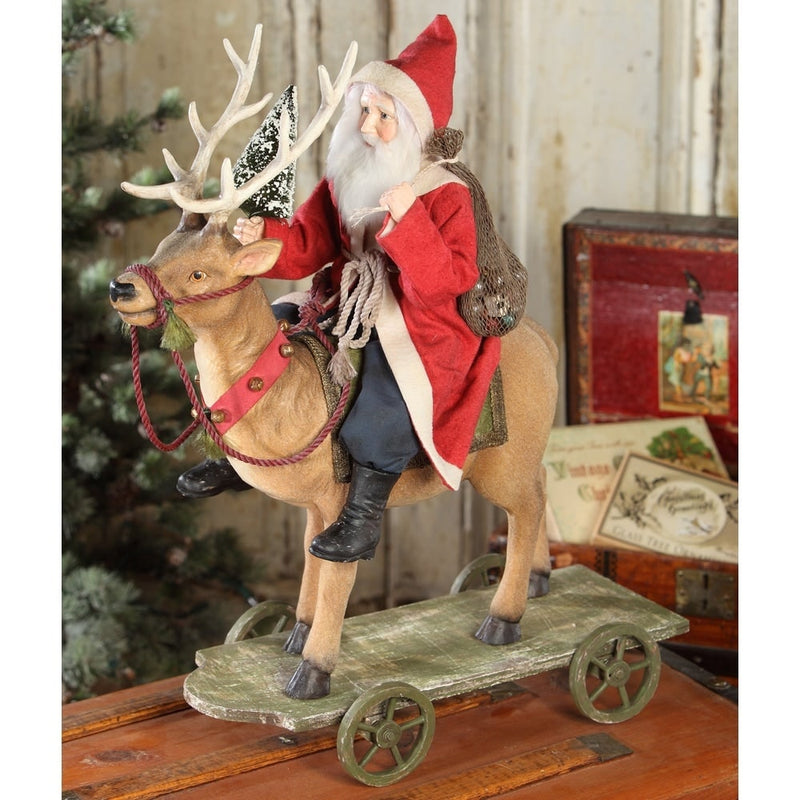 Bethany Lowe Christmas Vintage Santa Riding Reindeer by Bethany Lowe Designs