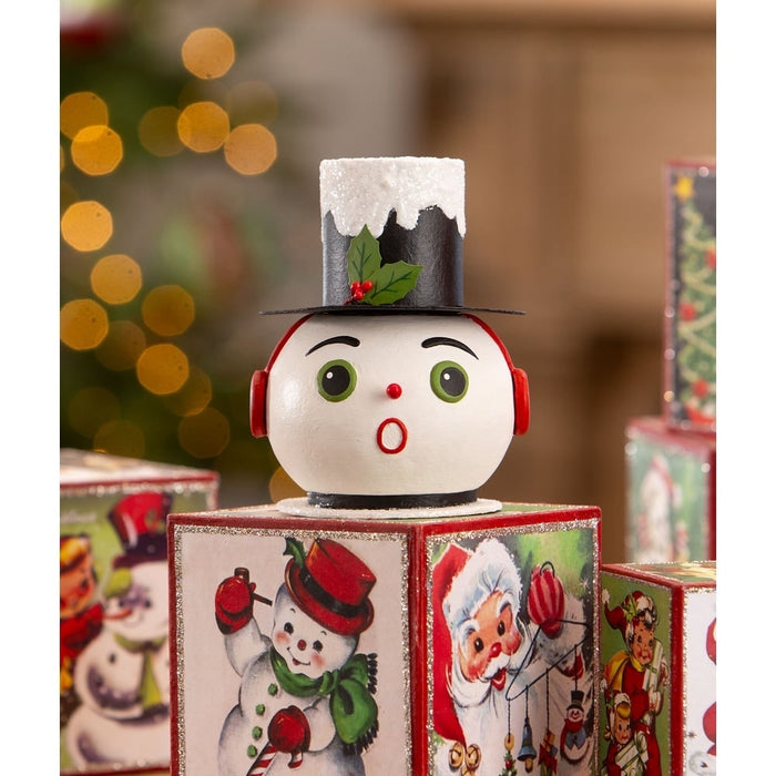 Bethany Lowe Christmas Vintage Surprised Snowman Container by Bethany Lowe Designs