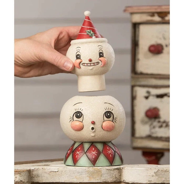 Bethany Lowe figurine Frosty Finial Stack Container by Johanna Parker for Bethany Lowe