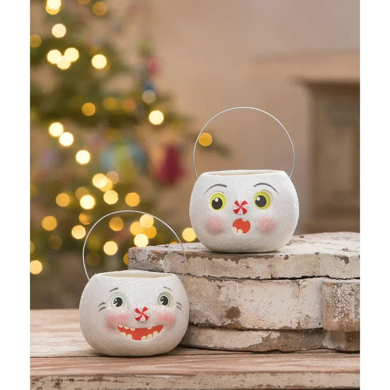 Bethany Lowe figurine Surprised Snowman Bucket Petite by Bethany Lowe Designs