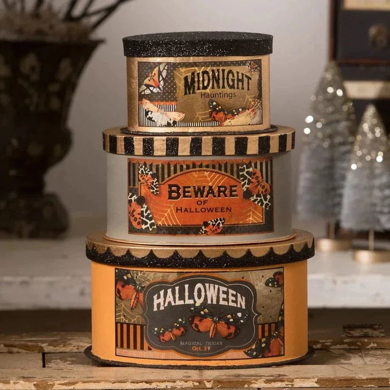 Bethany Lowe Figurines Halloween Moth Boxes Set of 3 by Bethany Lowe Designs