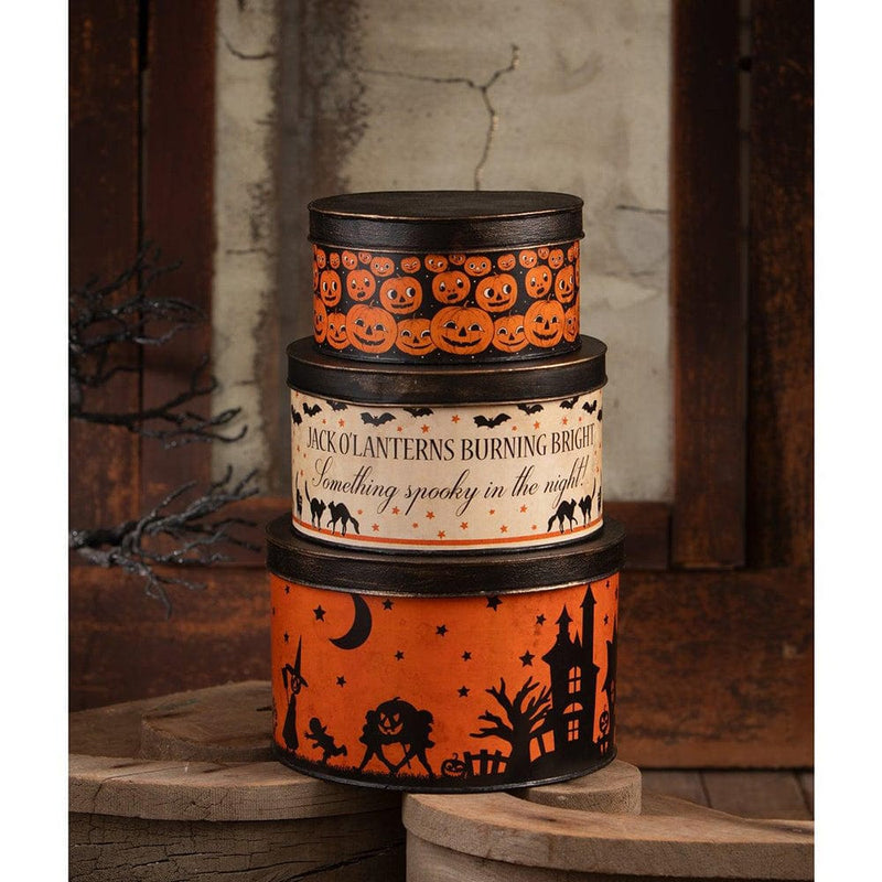 Bethany Lowe Halloween Figurine Halloween Vintage Tins Set/3 by Bethany Lowe Designs