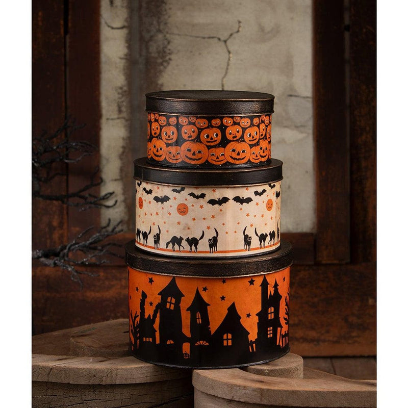Bethany Lowe Halloween Figurine Halloween Vintage Tins Set/3 by Bethany Lowe Designs