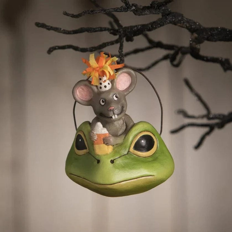 Bethany Lowe Holiday Ornaments Party Mouse in Frog Ornament by Bethany Lowe Designs