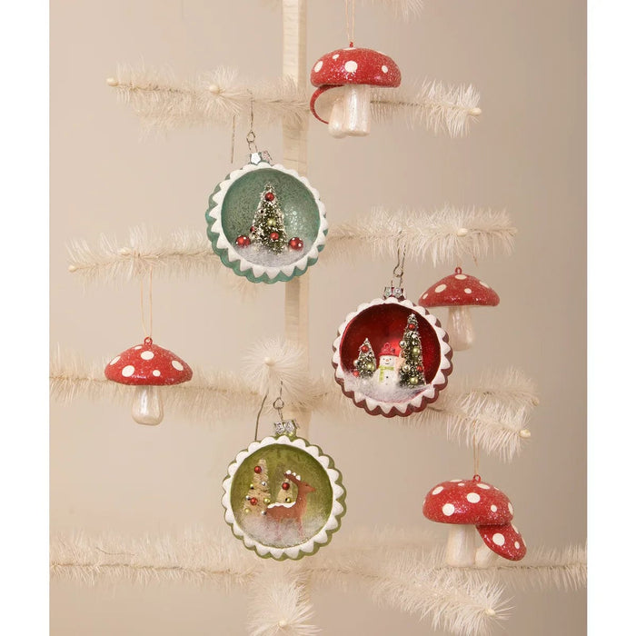 Bethany Lowe Holiday Ornaments Red Spotted Mushroom Ornaments S/2 by Bethany Lowe Designs