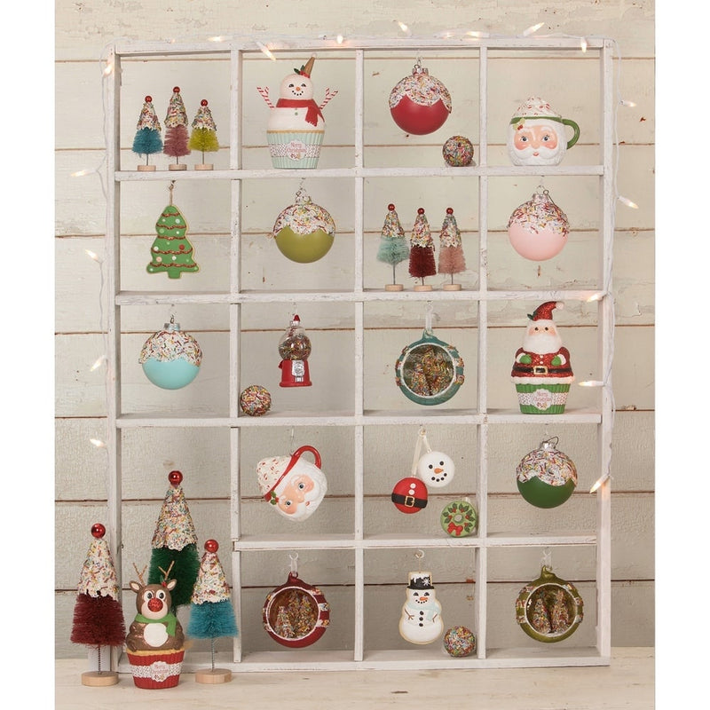 Bethany Lowe Holiday Ornaments Sprinkles Tree Diorama Glass Ornaments S3 by Bethany Lowe Designs