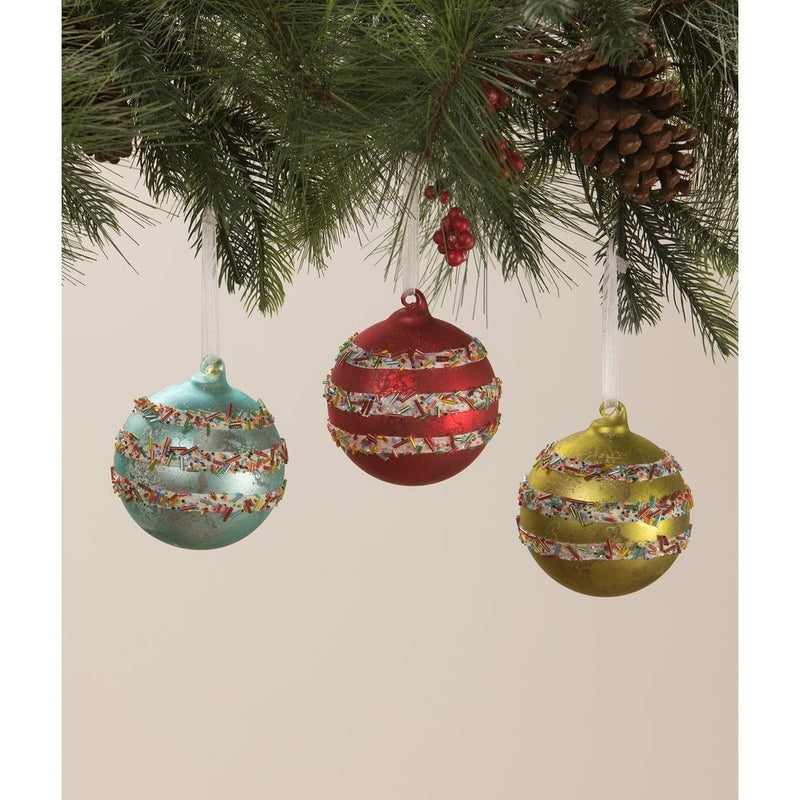 Bethany Lowe Holiday Ornaments Sprinkles Tree Diorama Glass Ornaments S3 by Bethany Lowe Designs