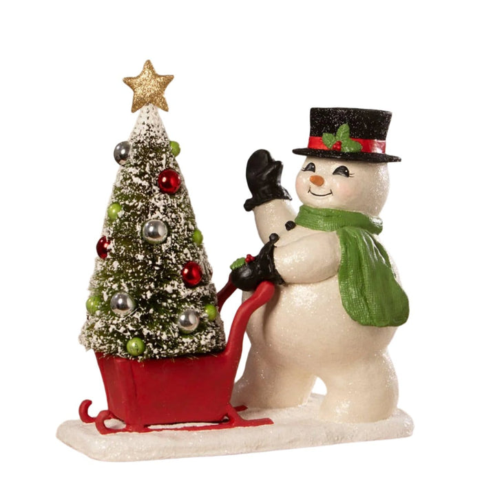 Bethany Lowe Seasonal Decor, Christmas Frosty Pushing Sled by Bethany Lowe