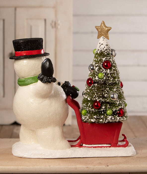 Bethany Lowe Seasonal Decor, Christmas Frosty Pushing Sled by Bethany Lowe