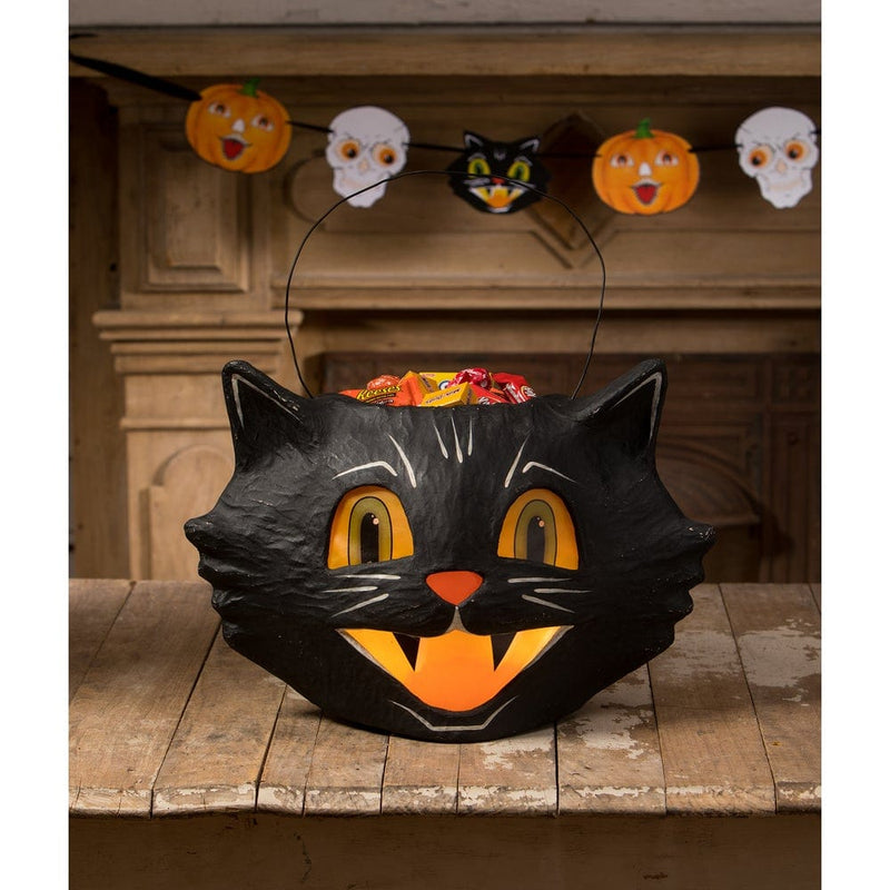 Bethany Lowe Seasonal Decor, Halloween Mr. Cool Cat Bucket by Bethany Lowe Designs