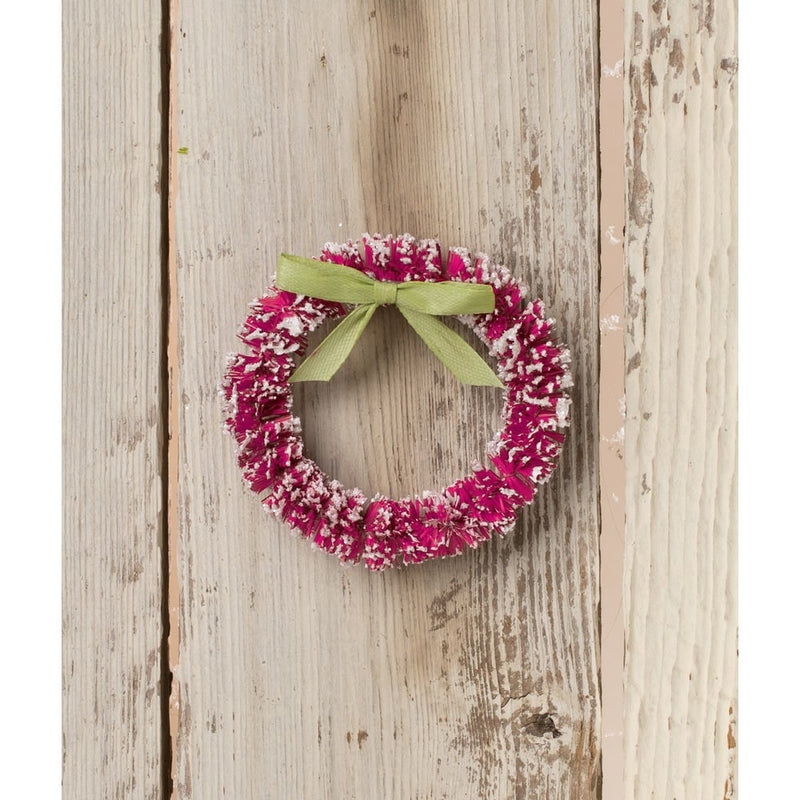 Bethany Lowe Wreaths & Garlands Hot Pink Wreath with Green Bow by Bethany Lowe Designs