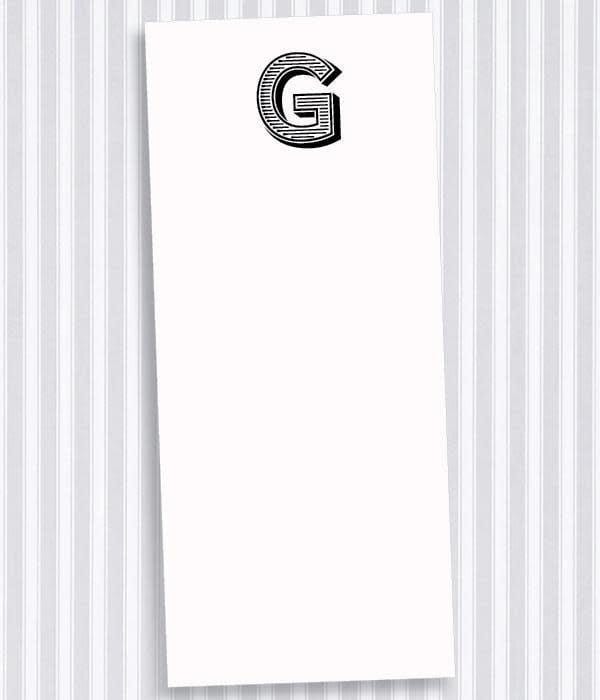 Black Ink Buck Initial Notecards  G