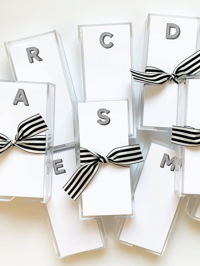 Black Ink Buck Initial Notecards  G