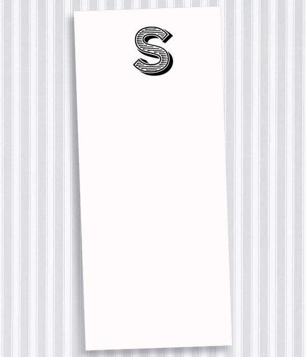 Black Ink Buck Initial Notecards S