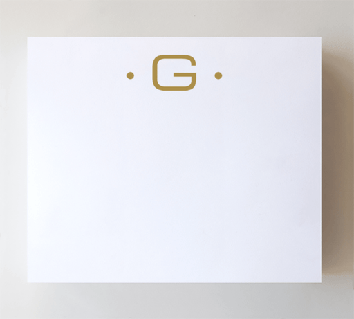 Black Ink Initial Notepads - Luxe Gold Foil: G