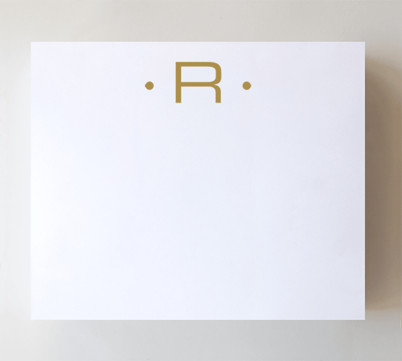 Black Ink Initial Notepads - Luxe Gold Foil: G