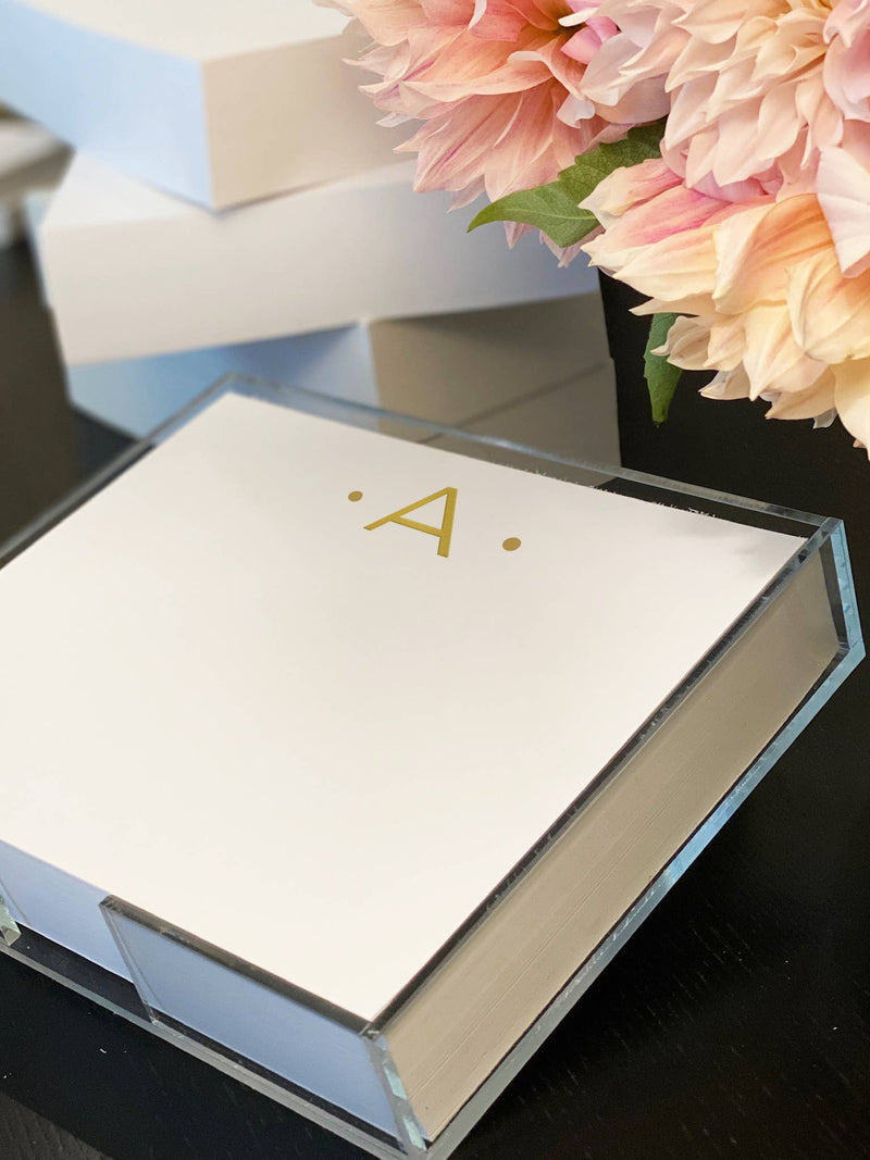 Black Ink Initial Notepads - Luxe Gold Foil: K