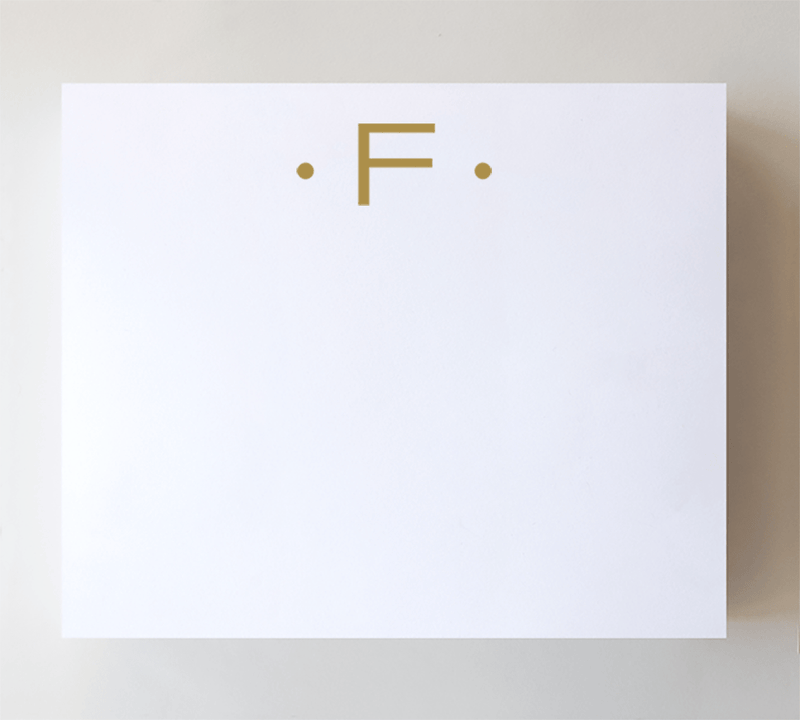 Black Ink Initial Notepads - Luxe Gold Foil: K