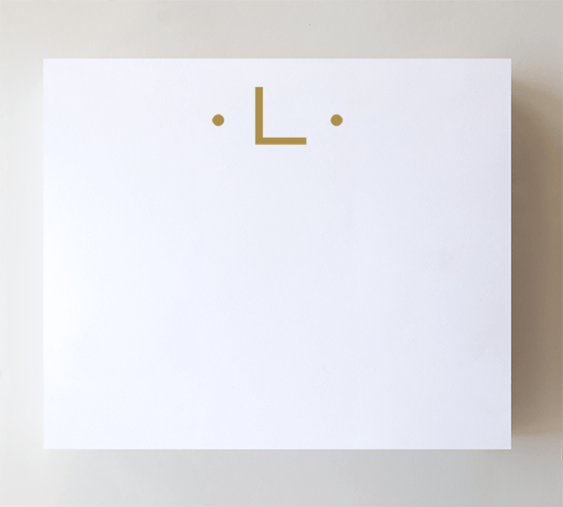 Black Ink Initial Notepads - Luxe Gold Foil: K