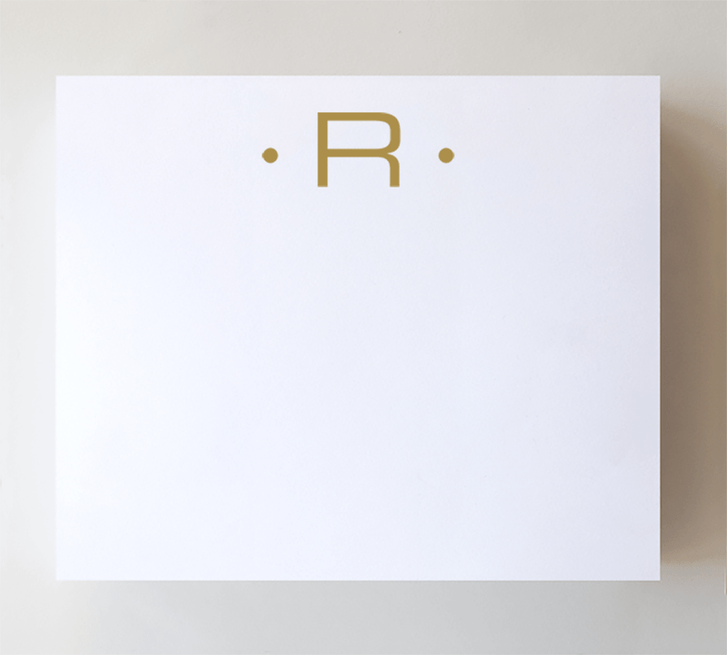 Black Ink Large Gold Foil Initial Notepads: A