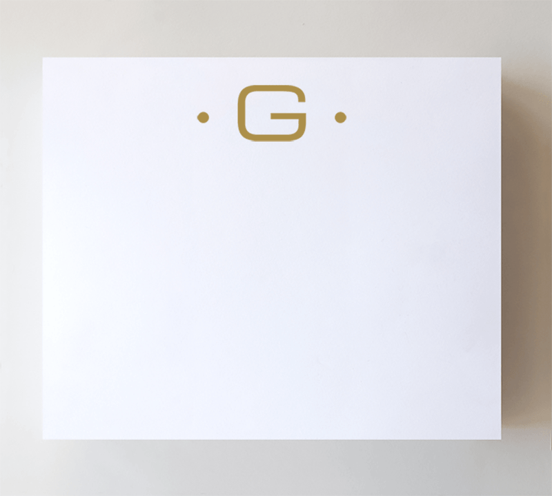 Black Ink Large Gold Foil Initial Notepads: A