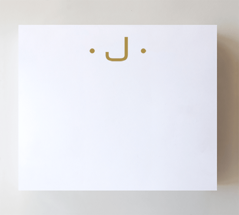 Black Ink Large Gold Foil Initial Notepads: A