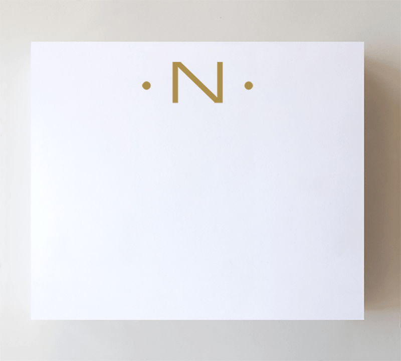 Black Ink Large Gold Foil Initial Notepads: H
