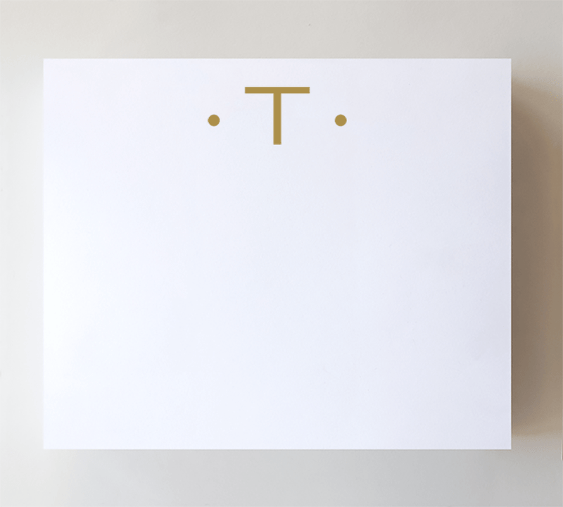 Black Ink Large Gold Foil Initial Notepads: H
