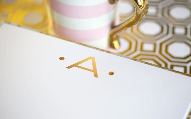 Black Ink Luxe Gold Initial Notepad "A"