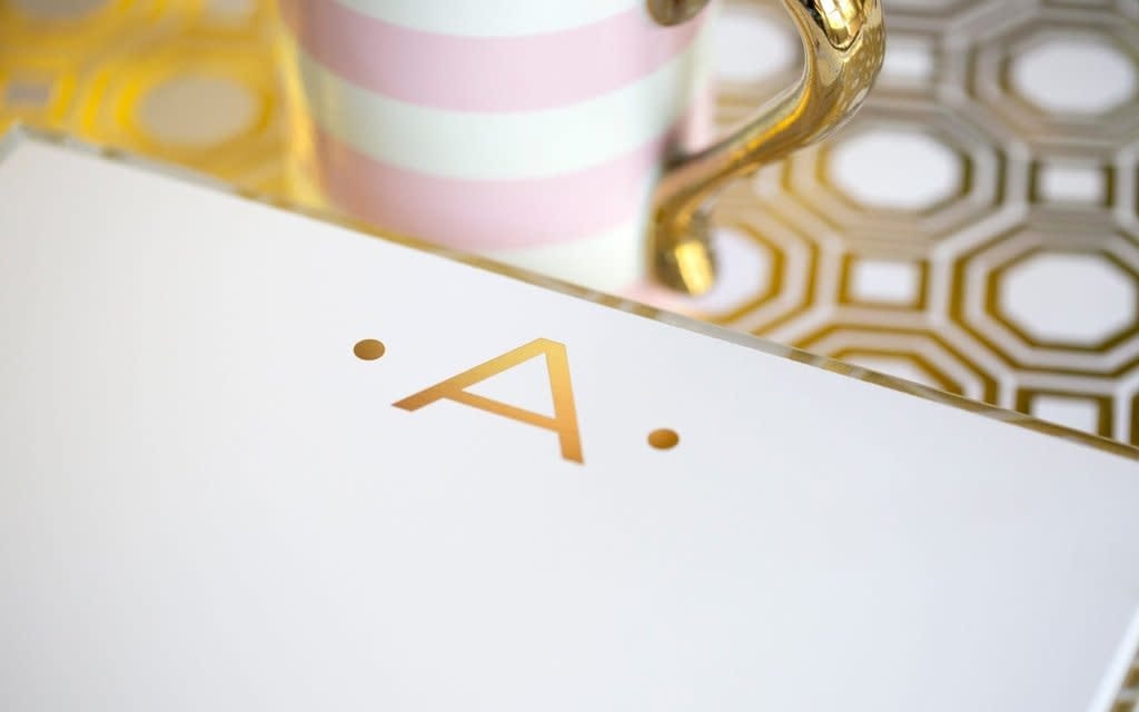 Black Ink Luxe Gold Initial Notepad "A"