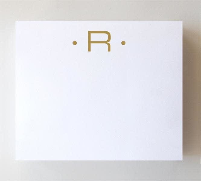 Black Ink Luxe Gold Initial Notepad "R"