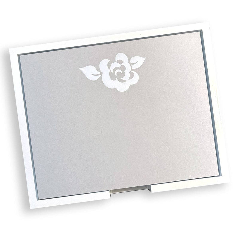 Black Ink White Foil Flower Notepad: Gray