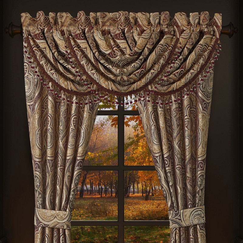 Bordeaux Window Waterfall Valance