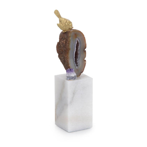 Brass Bird and Geode Sculpture I - Treasured Accents