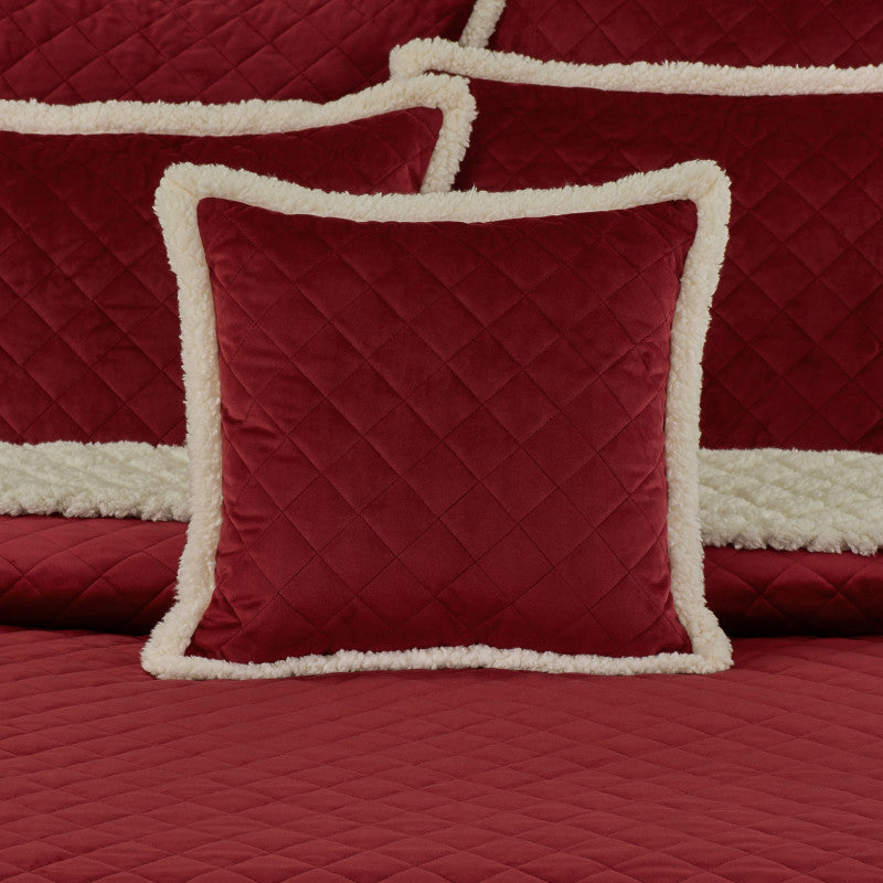 Casey Sherpa 18" Square Quilted Decorative Throw Pillow